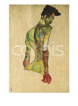 Egon Schiele Male Nude in Profile Facing Right