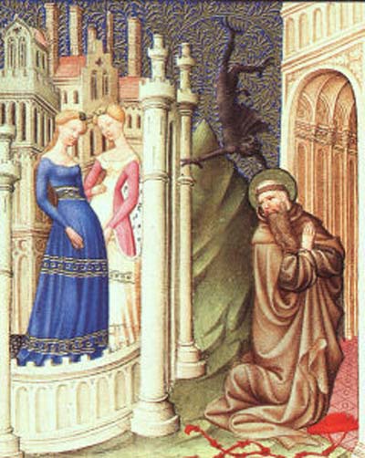Limbourg Brothers St. Jerome Tempted by Dancing Girls