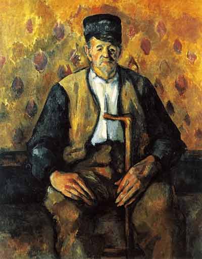 Paul Cezanne Contadino seduto, con bastone