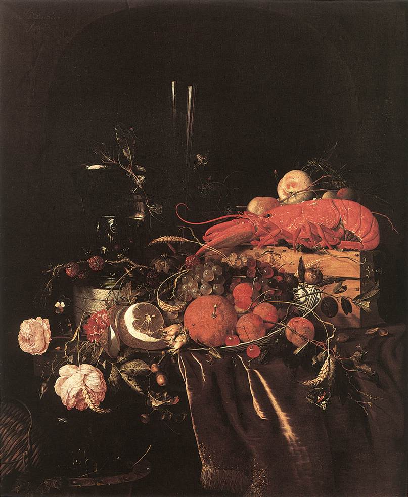 HEEM Jan Davidsz de Still Life with Fruit Flowers Glasses and Lobster