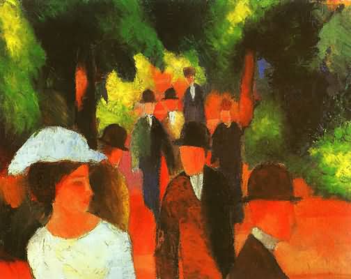 August Macke Promenade with Half Length Girl in White