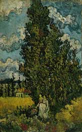 Cypresses and Two Women, St. Remy 1890 - Vincent Van Gogh