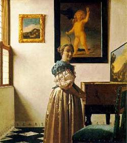 Jan Vermeer Lady standing at the Virginals