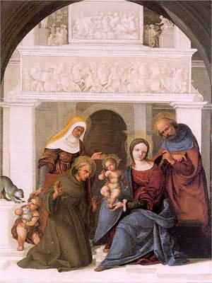 Ludovico Mazzolino The Holy Family with Saint Francis