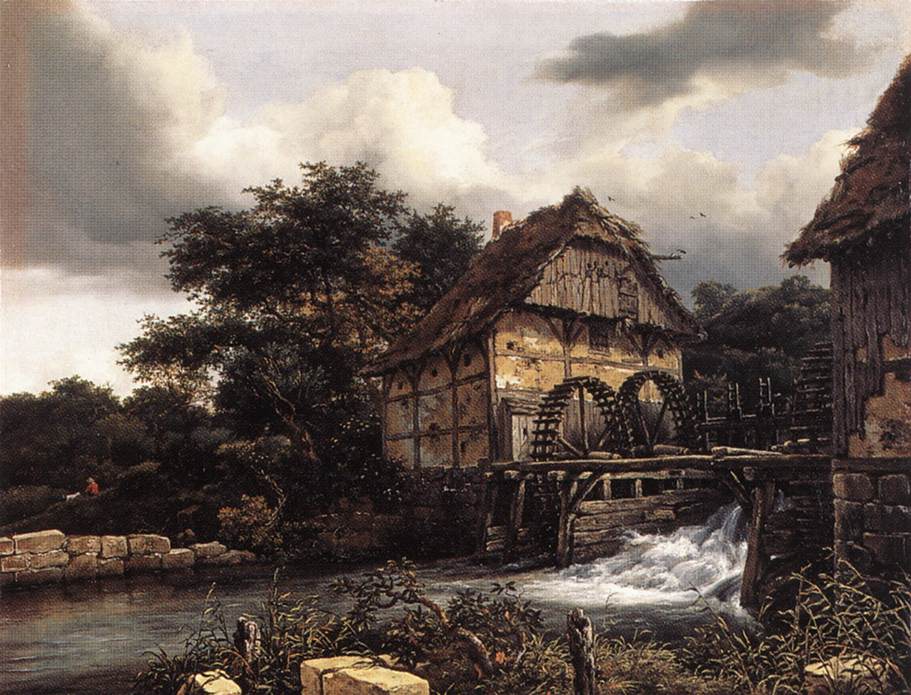 RUISDAEL Jacob Isaackszon van Two Water Mills and an Open Sluice