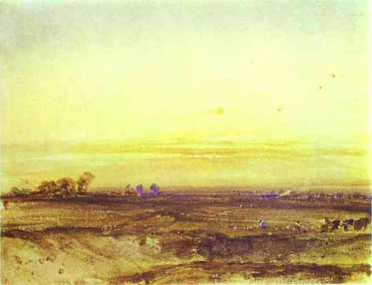 Richard Parkes Bonington Landscape, Sunset