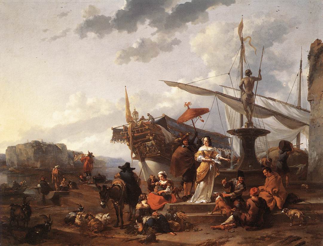 BERCHEM Nicolaes A Southern Harbour Scene