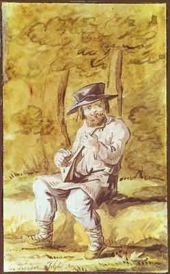 Count Feodor Tolstoy Peasant Playing the Balalaika