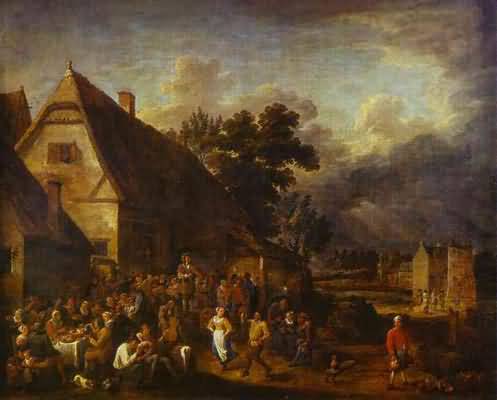 David Teniers the Younger Great Village Feast with a Dancing Couple