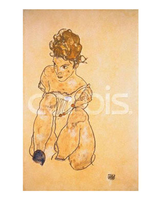 Egon Schiele Seated Girl in Slip