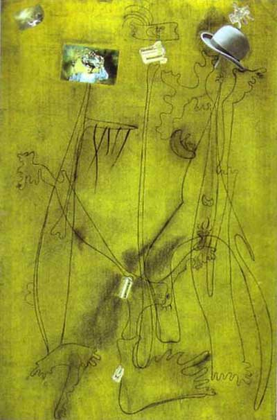 Joan Miro Drawing Collage with a Hat