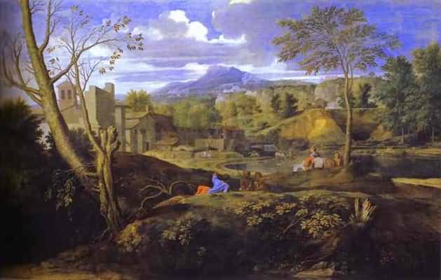 Nicolas Poussin Landscape with Three Men