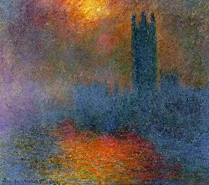 House of Parliament, London, Sun Breaking Through - Claude Monet