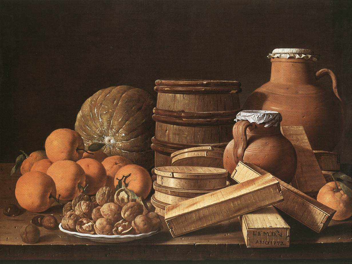 MELENDEZ Luis Still Life with Oranges and Walnuts