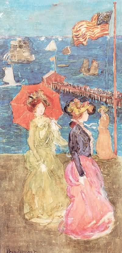 Maurice Prendergast Figures Under the Flag