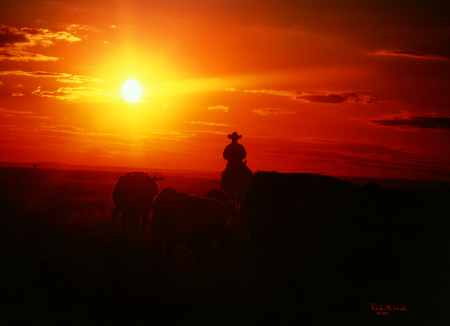 Cowboy at Sunset