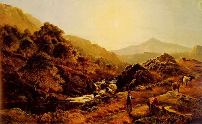 Figures On A Path By A Rocky Stream