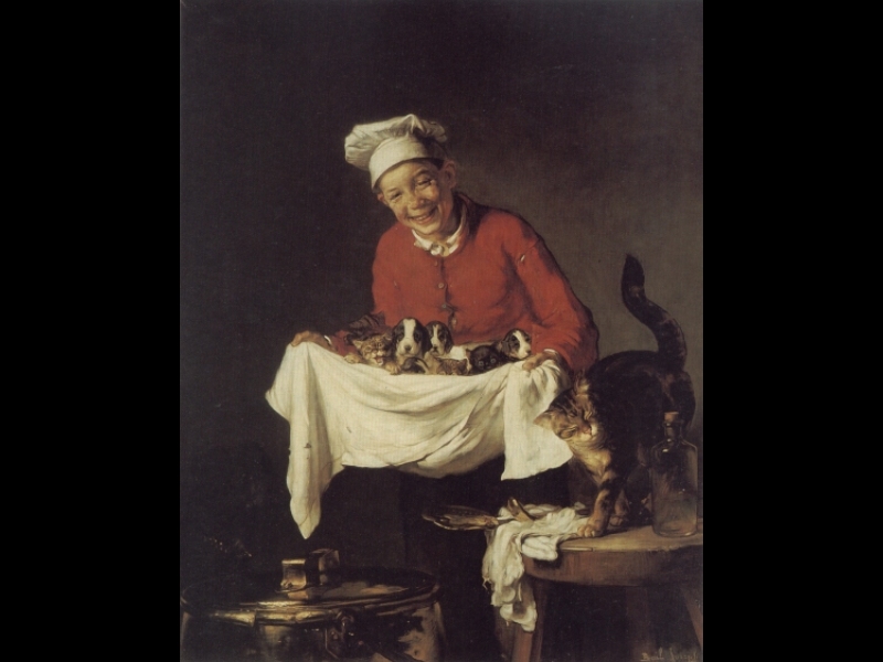 A Boy with Dogs and Kittens