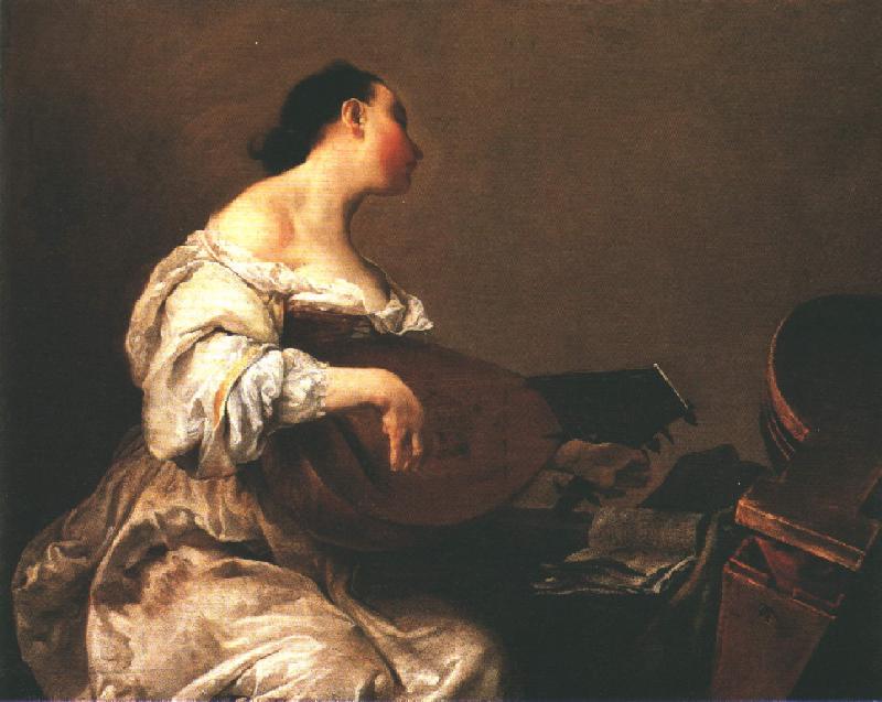 Woman Playing a Lute