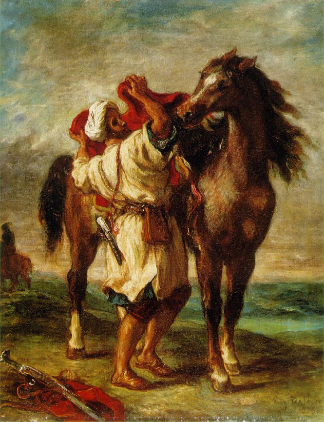 Arab Saddling his Horse