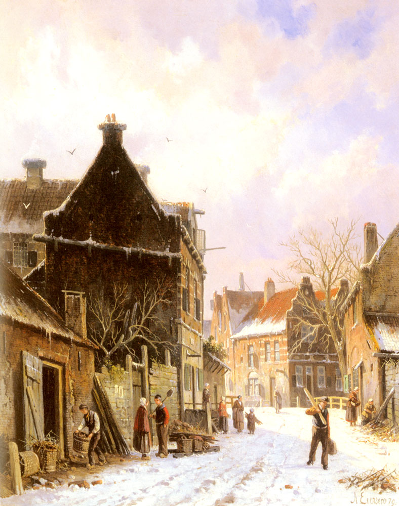 A Village Street Scene in Winter