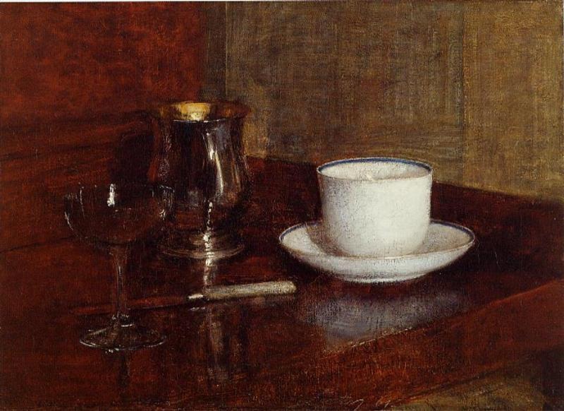 Still Life - Glass, Silver Goblet and Cup of Champagne