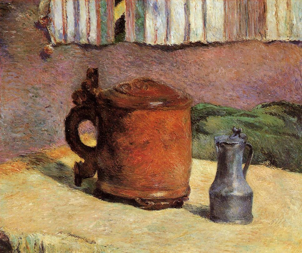 Still Life, Clay Jug and Iron Mug