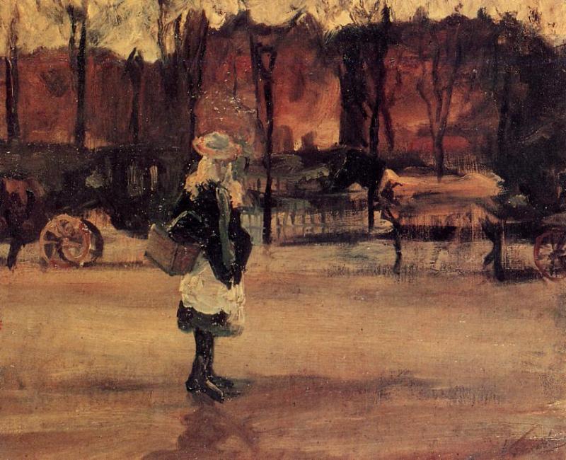 A Girl in the Street, Two Coaches in the Background