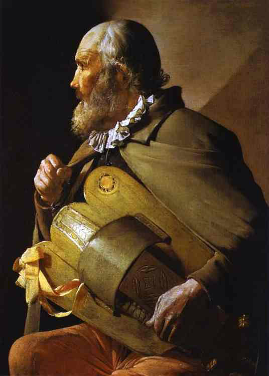 Hurdy-Gurdy Player with a Ribbon