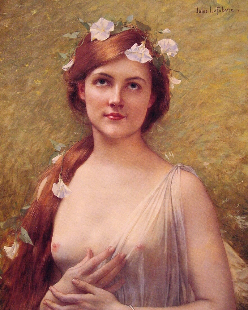 Young Woman with Morning Glories in Her Hair