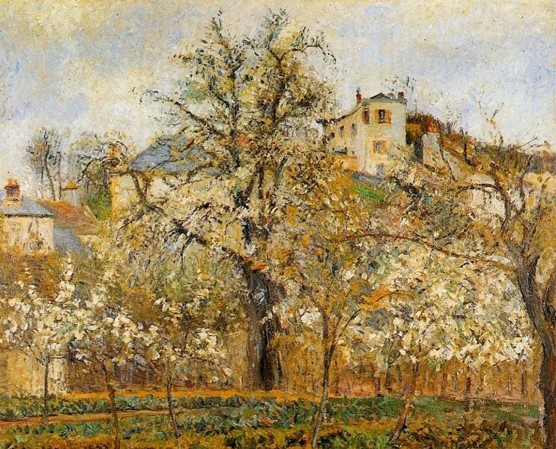 Kitchen Garden with Trees in Flower, Spring, Pontoise