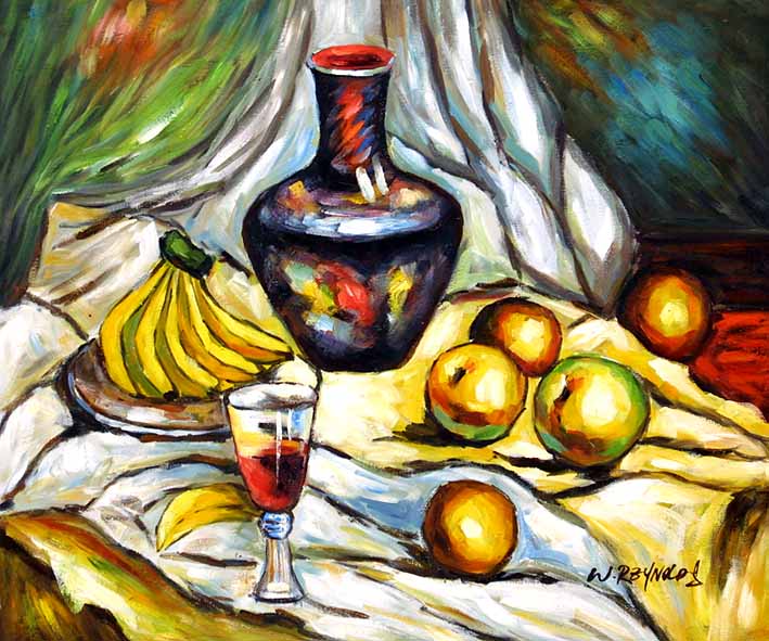 Still Life with Fruit Pieces, a Carafe and a Glass