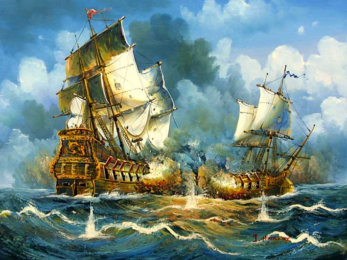 Sea Battle Scene