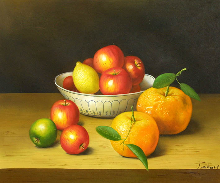 Still Life Of Citrus Fruit And Apples