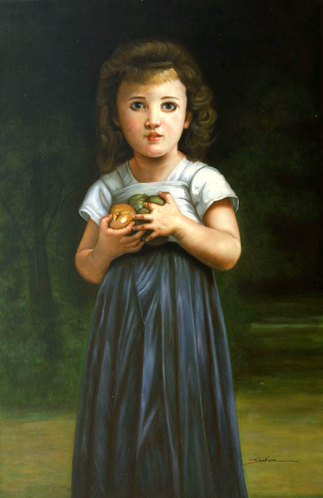 Little Girl Holding Apples