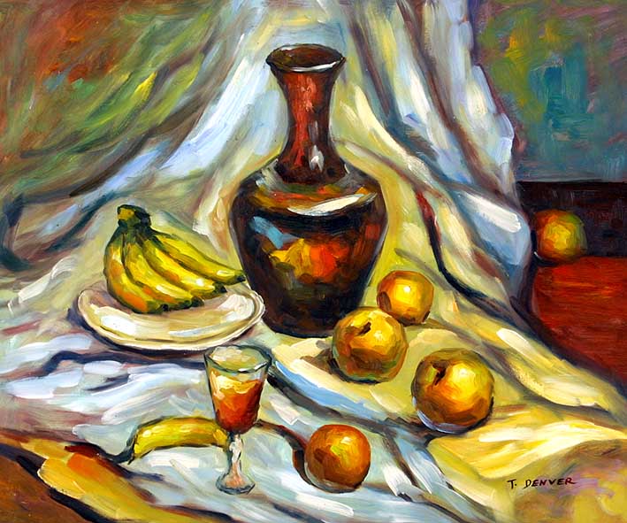 Still Life with Fruit Pieces, a Carafe and a Glass