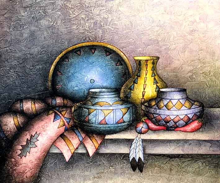 Still Life with Mayan Pottery