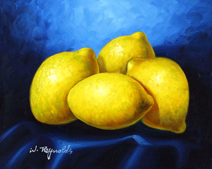 Lemons On A Blue Cloth