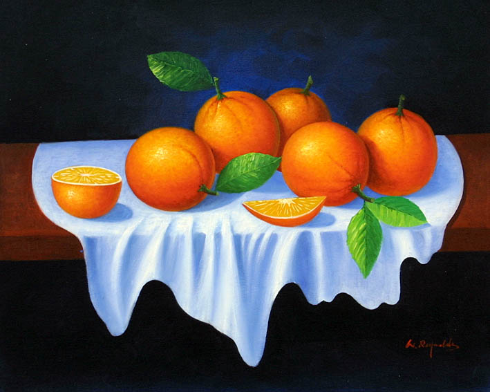 Oranges On A Tablecloth