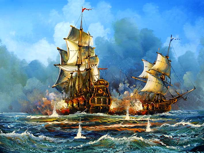 Sea Battle Scene