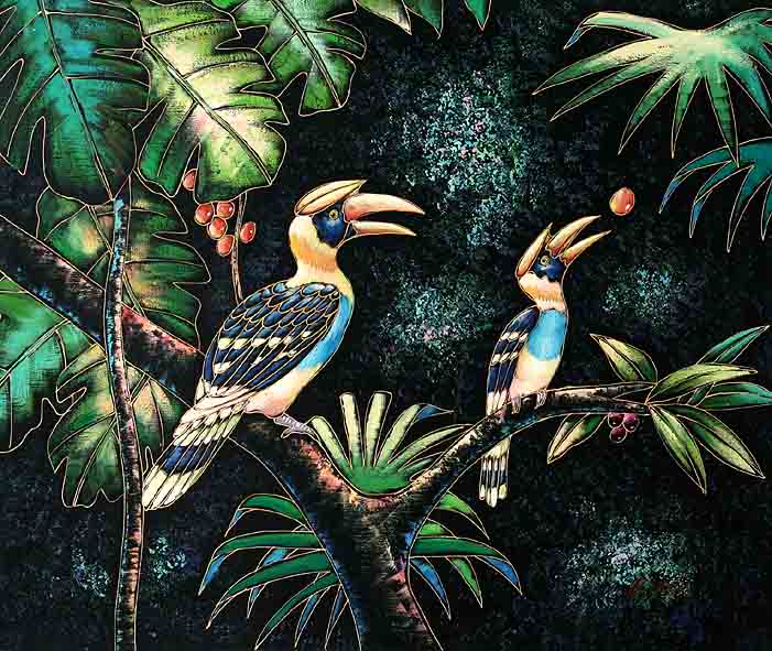 Hornbills Picking Berries