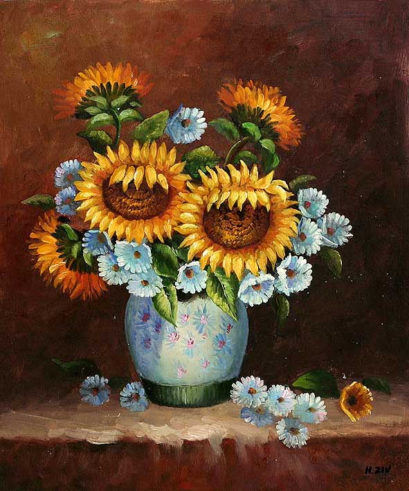 Vase with Sunflowers and Marguerites