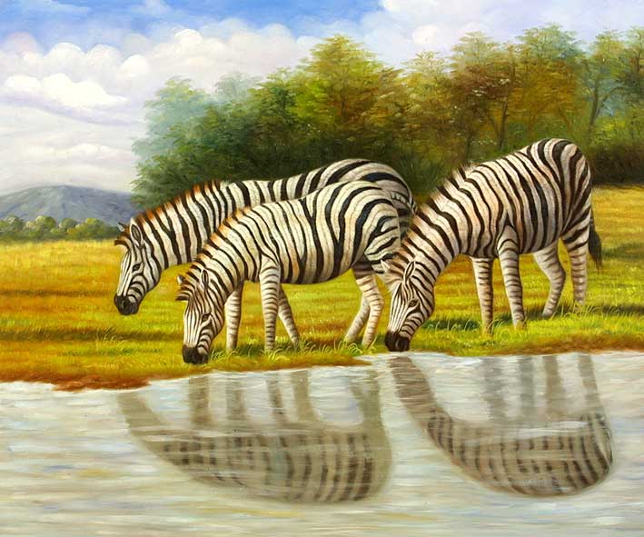 Zebras at the Watering Place