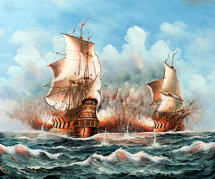 Sea Battle Scene