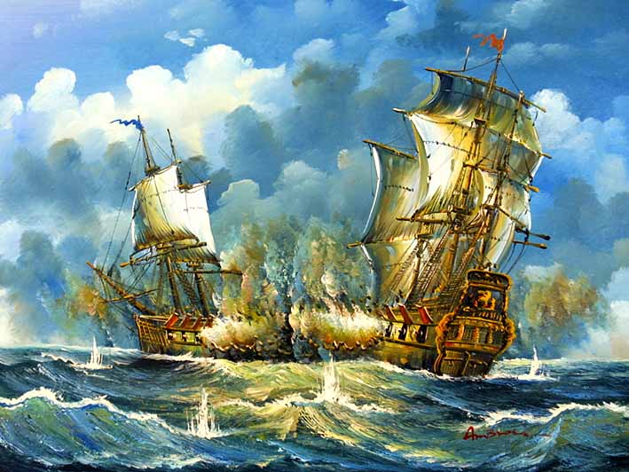 Sea Battle Scene