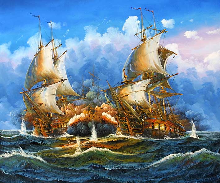 Sea Battle Scene