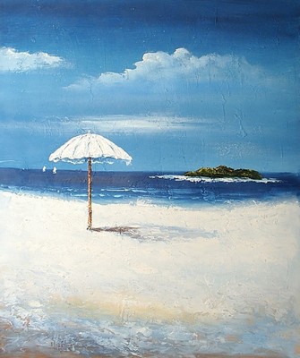 Sea painting: pergola on the beach