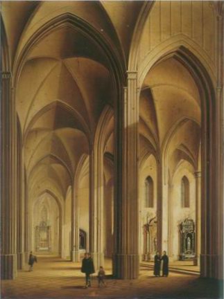 the interior of a Gothic Cathedral