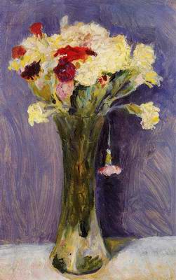 Carnations in greener vase