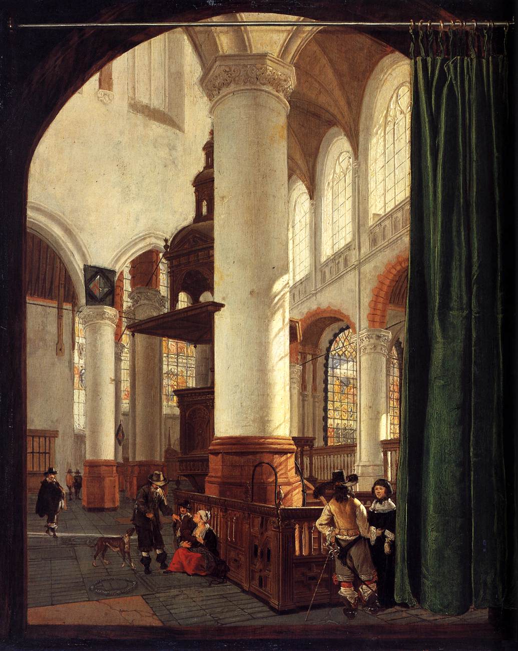 Interior of the Oude Kerk, Delft, with the Pulpit of 1548 1651